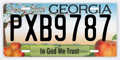 GA license plate PXB9787