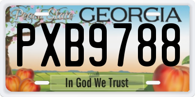 GA license plate PXB9788