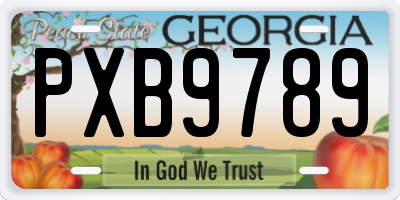 GA license plate PXB9789