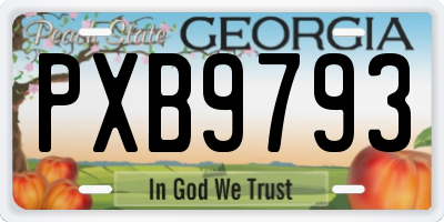 GA license plate PXB9793