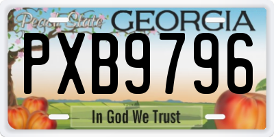GA license plate PXB9796