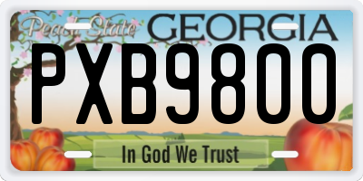 GA license plate PXB9800