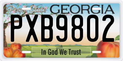 GA license plate PXB9802