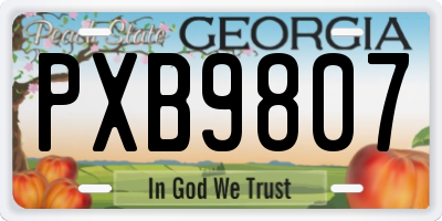 GA license plate PXB9807