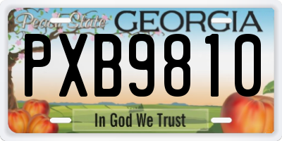 GA license plate PXB9810