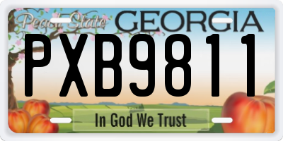 GA license plate PXB9811