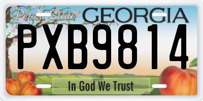 GA license plate PXB9814