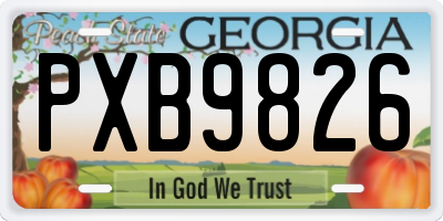 GA license plate PXB9826