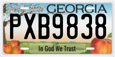 GA license plate PXB9838