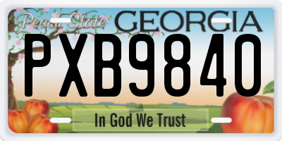 GA license plate PXB9840