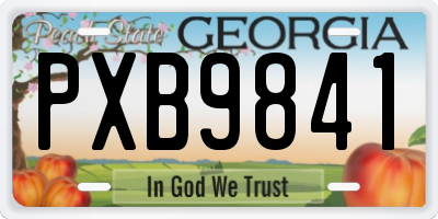 GA license plate PXB9841