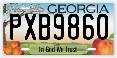 GA license plate PXB9860
