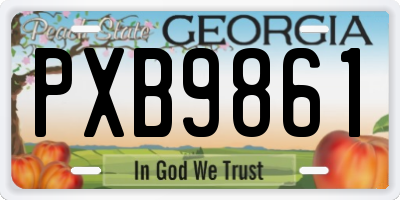 GA license plate PXB9861