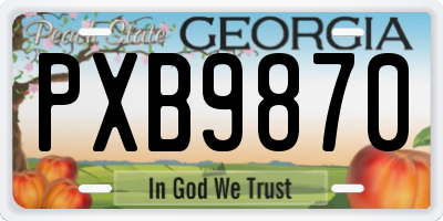 GA license plate PXB9870
