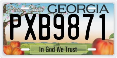 GA license plate PXB9871