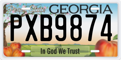 GA license plate PXB9874