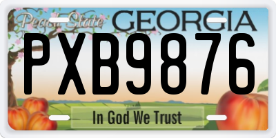 GA license plate PXB9876
