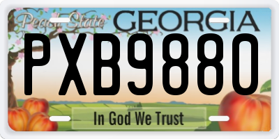 GA license plate PXB9880