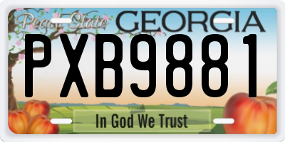 GA license plate PXB9881