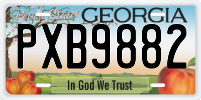 GA license plate PXB9882