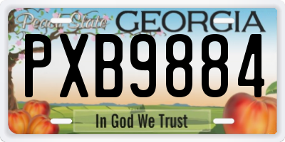 GA license plate PXB9884