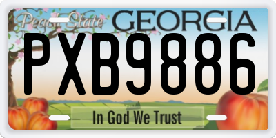 GA license plate PXB9886