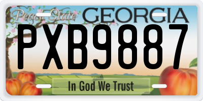 GA license plate PXB9887