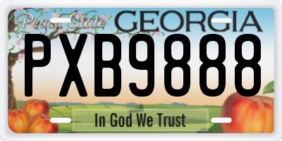 GA license plate PXB9888