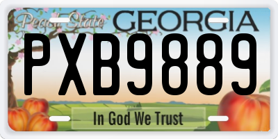 GA license plate PXB9889