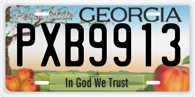 GA license plate PXB9913