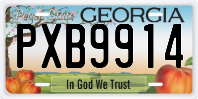 GA license plate PXB9914