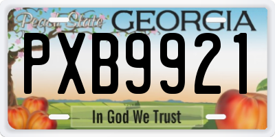 GA license plate PXB9921
