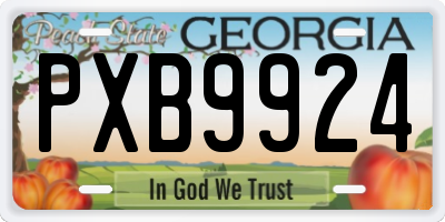 GA license plate PXB9924