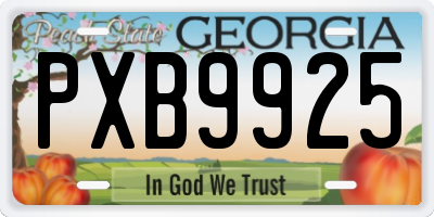 GA license plate PXB9925