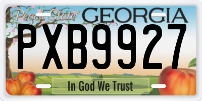 GA license plate PXB9927