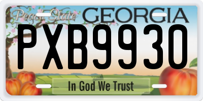 GA license plate PXB9930