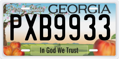 GA license plate PXB9933