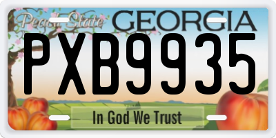 GA license plate PXB9935