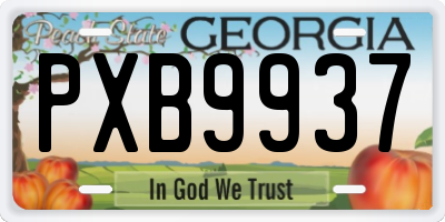 GA license plate PXB9937