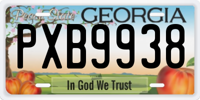 GA license plate PXB9938