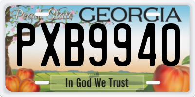 GA license plate PXB9940
