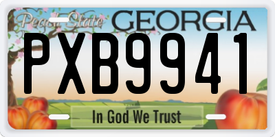 GA license plate PXB9941