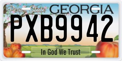 GA license plate PXB9942