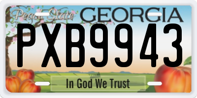 GA license plate PXB9943