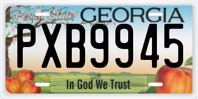 GA license plate PXB9945