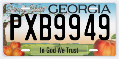 GA license plate PXB9949