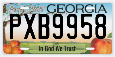 GA license plate PXB9958