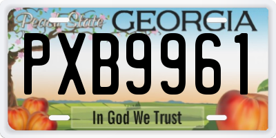 GA license plate PXB9961