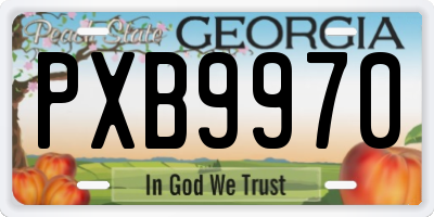 GA license plate PXB9970