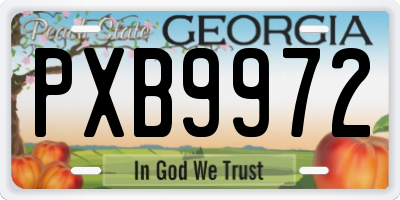 GA license plate PXB9972